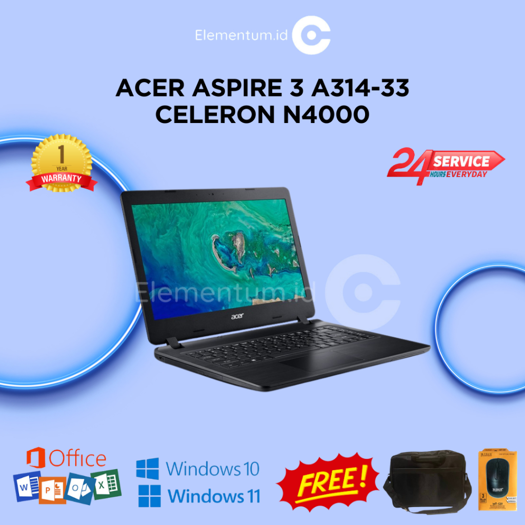 Laptop Acer Aspire 3 A314-33 Celeron N4000 / 4GB 500GB / Win10