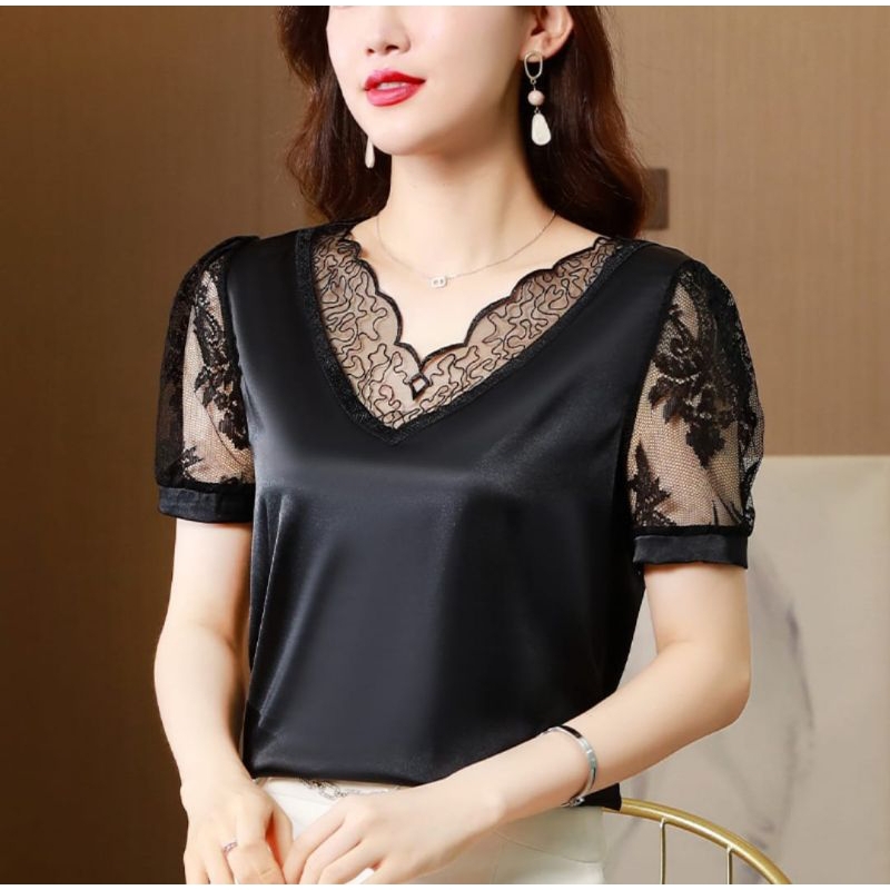 baju blouse bahan satin silk
