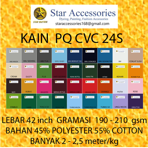 1kg KAIN PQ CVC 24s / LACOSTE CVC 24s / UNTUK KAOS POLO