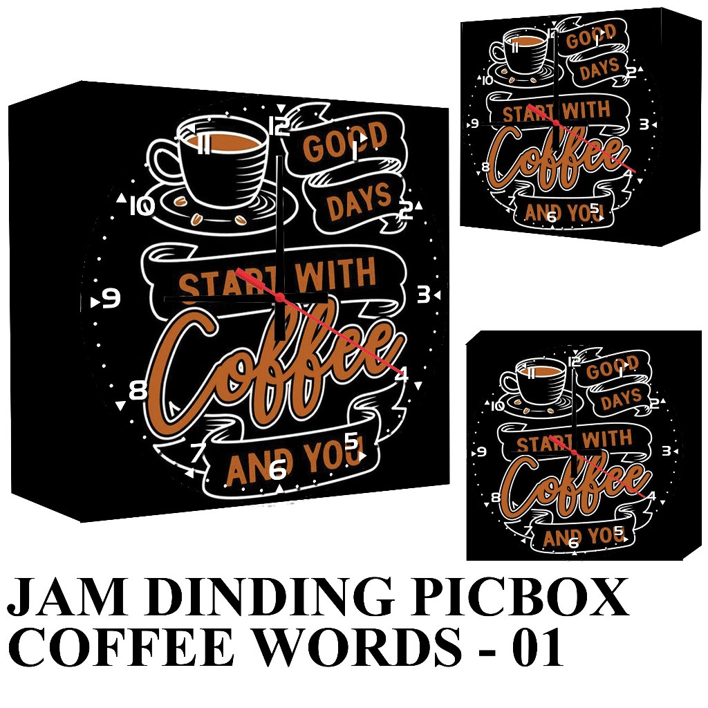 JAM DINDING BINGKAI POSTER JUMBO COFFEE WORDS /  WALLCLOCK POSTER JUMBO / JAM DINDING UNIK / JAM DIN