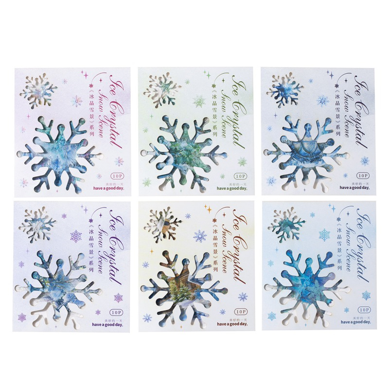 

(5AB) Sticker hologram salju es kristal ice crystal snow cabin pohon jendela winter christmas