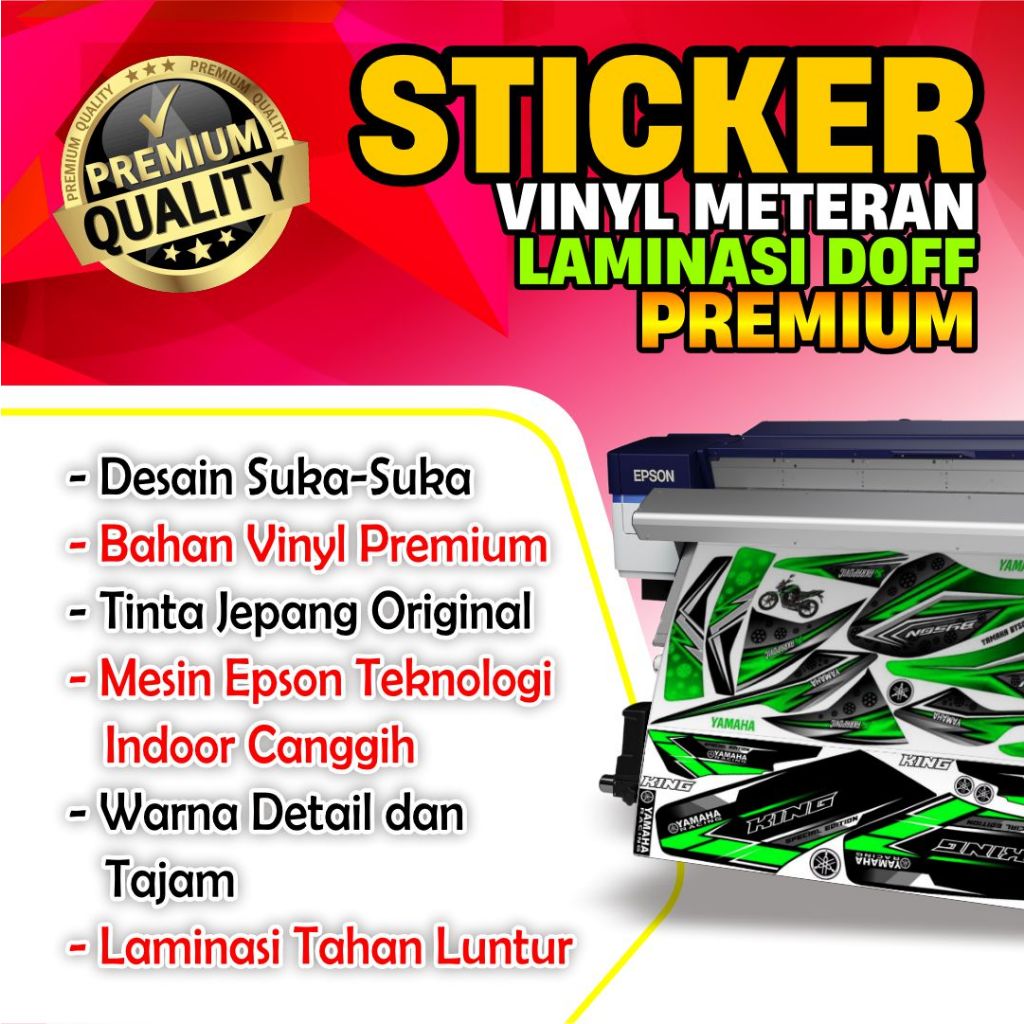 Cetak Sticker Vinly PREMIUM Meteran Laminasi Doff