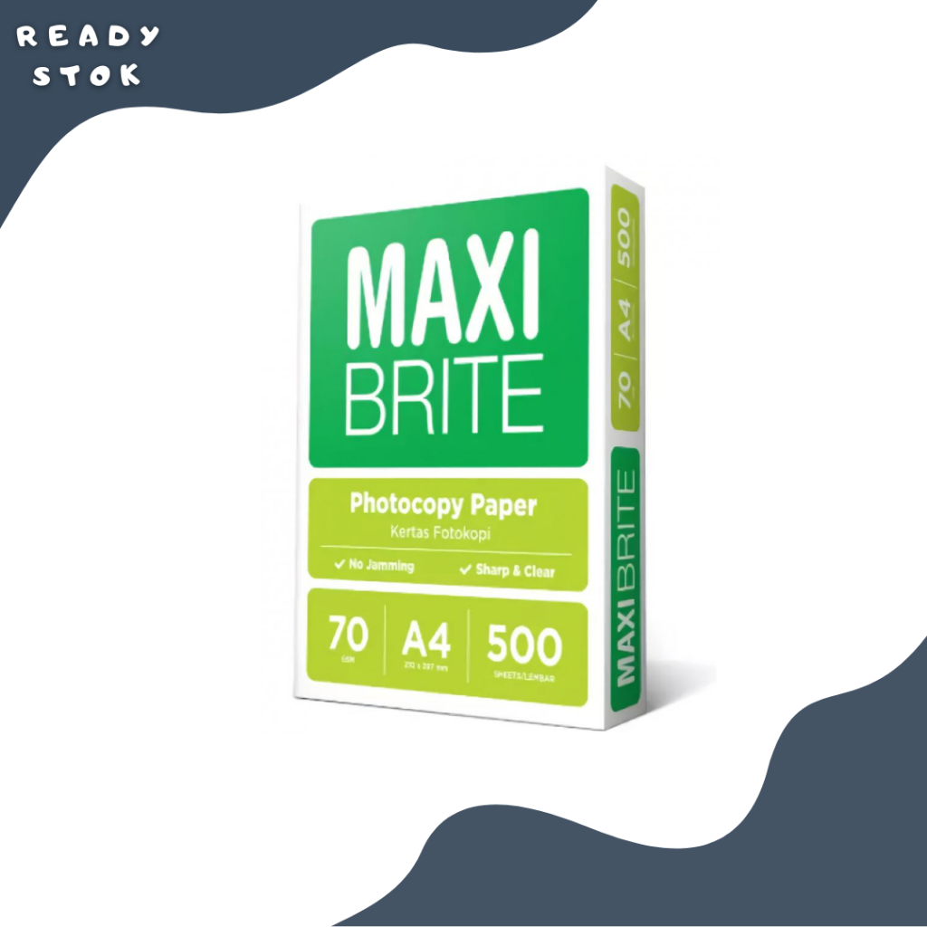 

KERTAS HVS MAXI BRITE A4 70GSM / HVS A4 70GSM / HVS A4 / MAXIBRITE / KERTAS A4 (RIM)