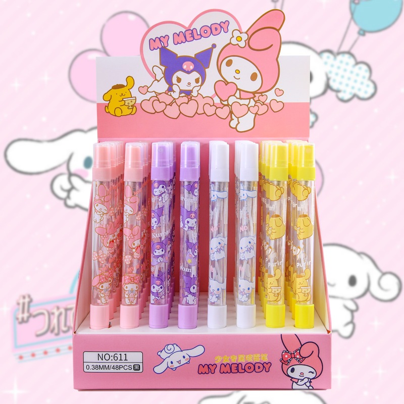 

PULPEN PENA 2 IN 1 BOTOL SPRAY ISI ULANG CAIRAN MOTIF MELODY CINNAMOROLL KUROMI
