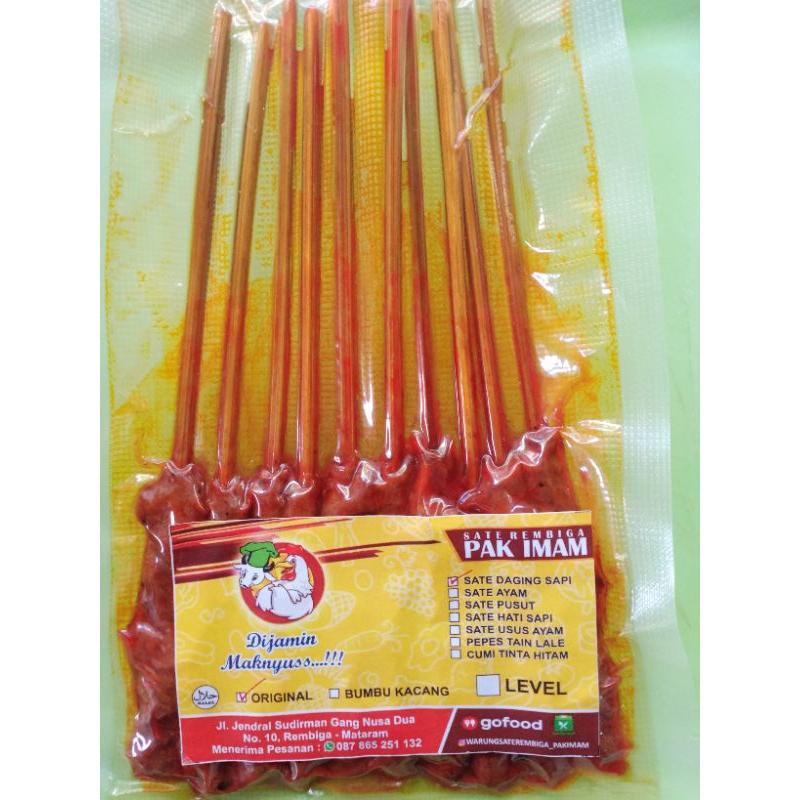 

SATE DAGING SAPI REMBIGA KEMASAN VAKUM KHAS LOMBOK