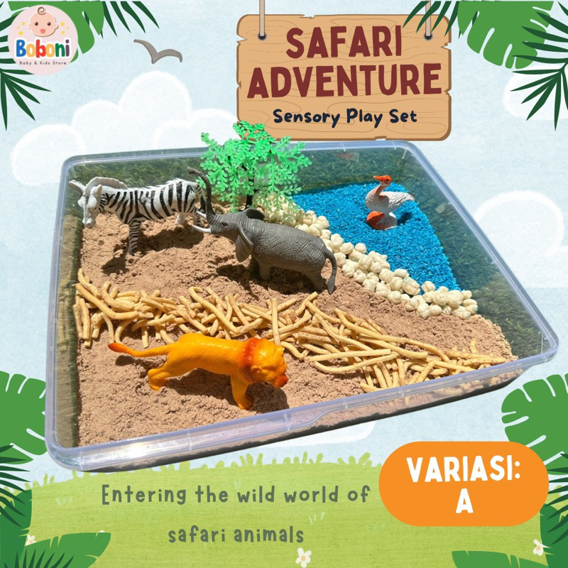 Safari Adventure/Zoo Animals Sensory Play Set/Mainan Sensori Hewan Safari/Kebun Binatang Large Tray