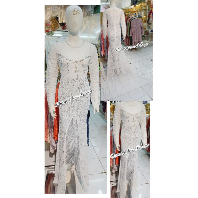Kebaya Akad Putih Ekor Full Payet Jepang