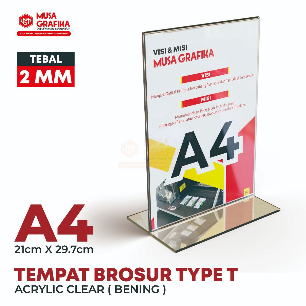 

Tempat Brosur AKRILIK , Card Holder Qris Barcode Nomor Menu Meja Portrait T - Ukuran A4