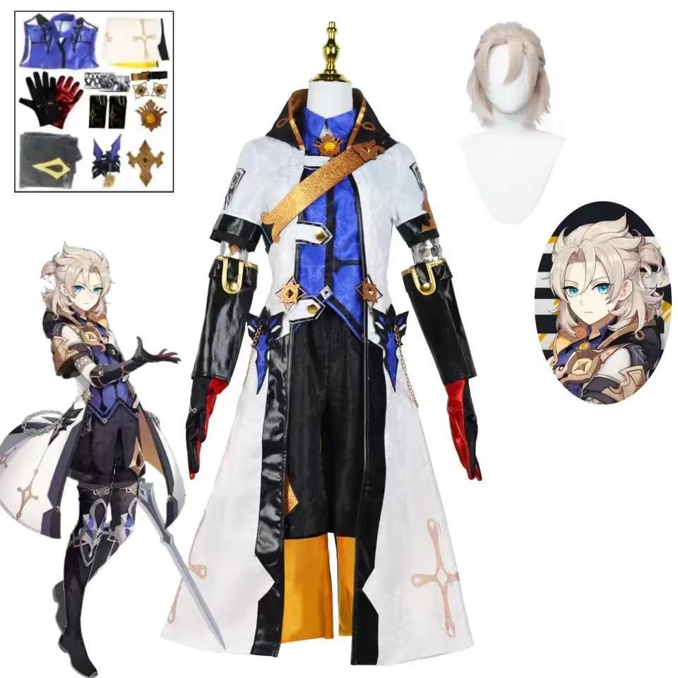 Game Genshin Impact Albedo Cosplay Costumes Anime Figure Halloween Costumes for Women Suit Wig Role 