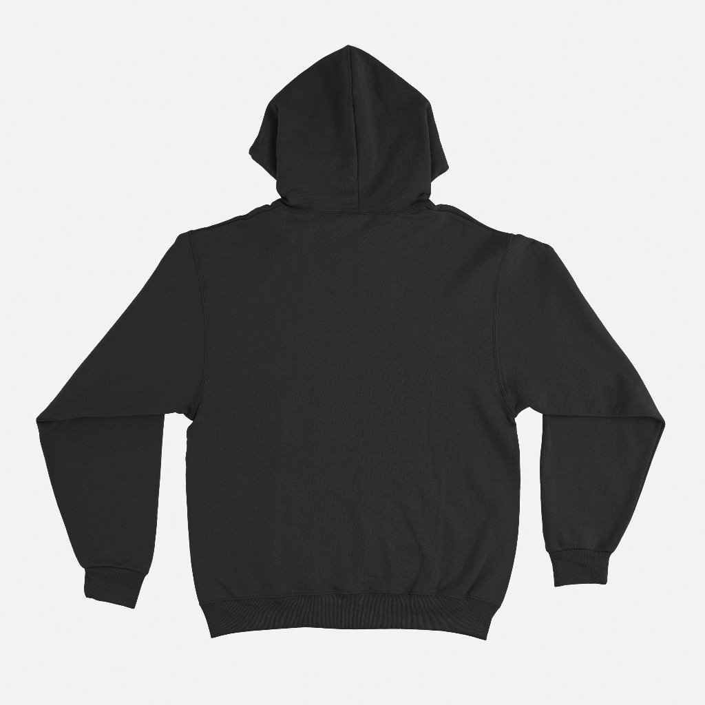 Hoodie Sweater Polos Hitam Black Premium Dewasa Boxy Jaket Kupluk Fleece Gramasi 280 PE Pria Wanita 