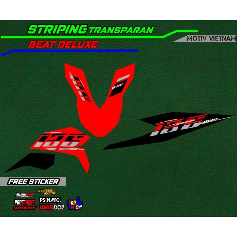 striping stiker transparan beat deluxe / stiker beat new deluxe transpatan vietnam style