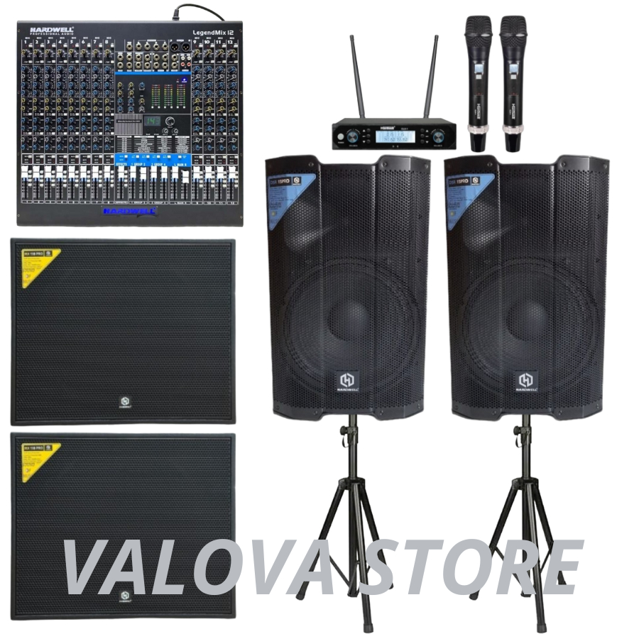 Paket 18 soundsystem HARDWELL DSR 15 PRO + Legendmix 12 + IRX118 PRO