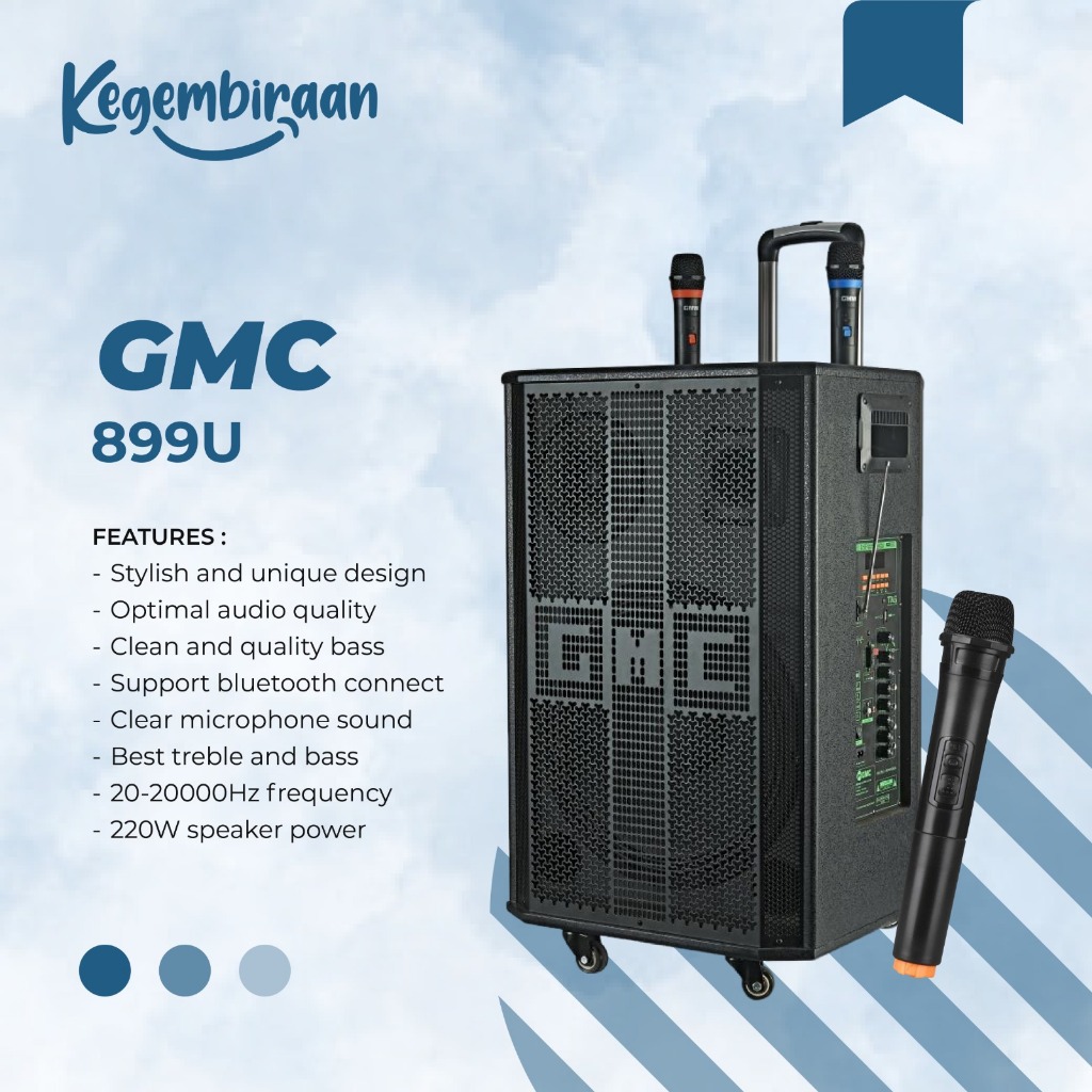 GMC 899U Speaker Portable Bluetooth karaoke 15inch Sound Sistem 15"