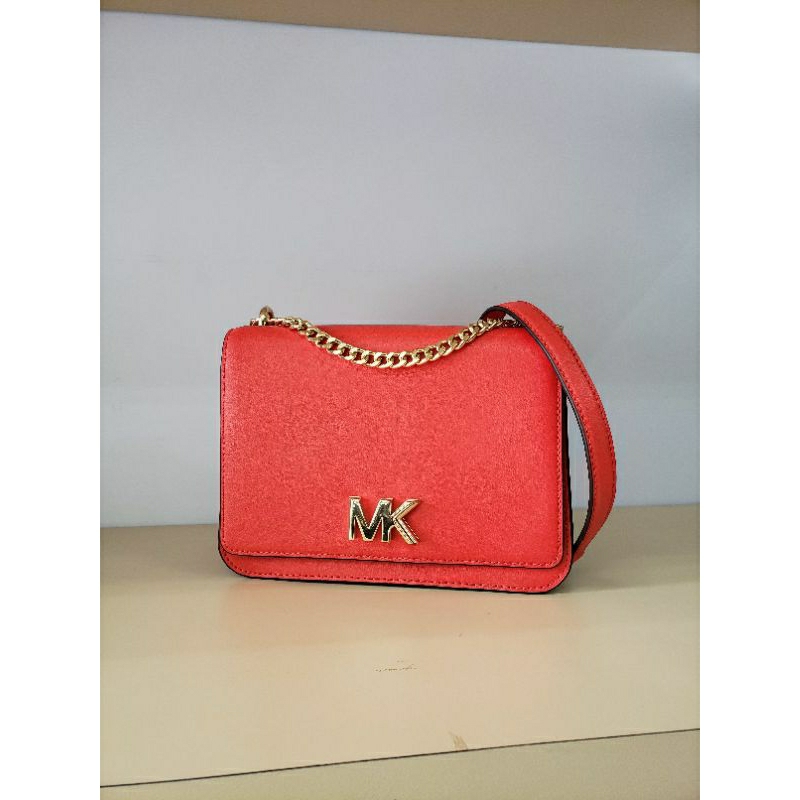 Ready mk mott large chain shoulder leather. 35S0GOXL3T. Mandarin multi. 22x15x7cm