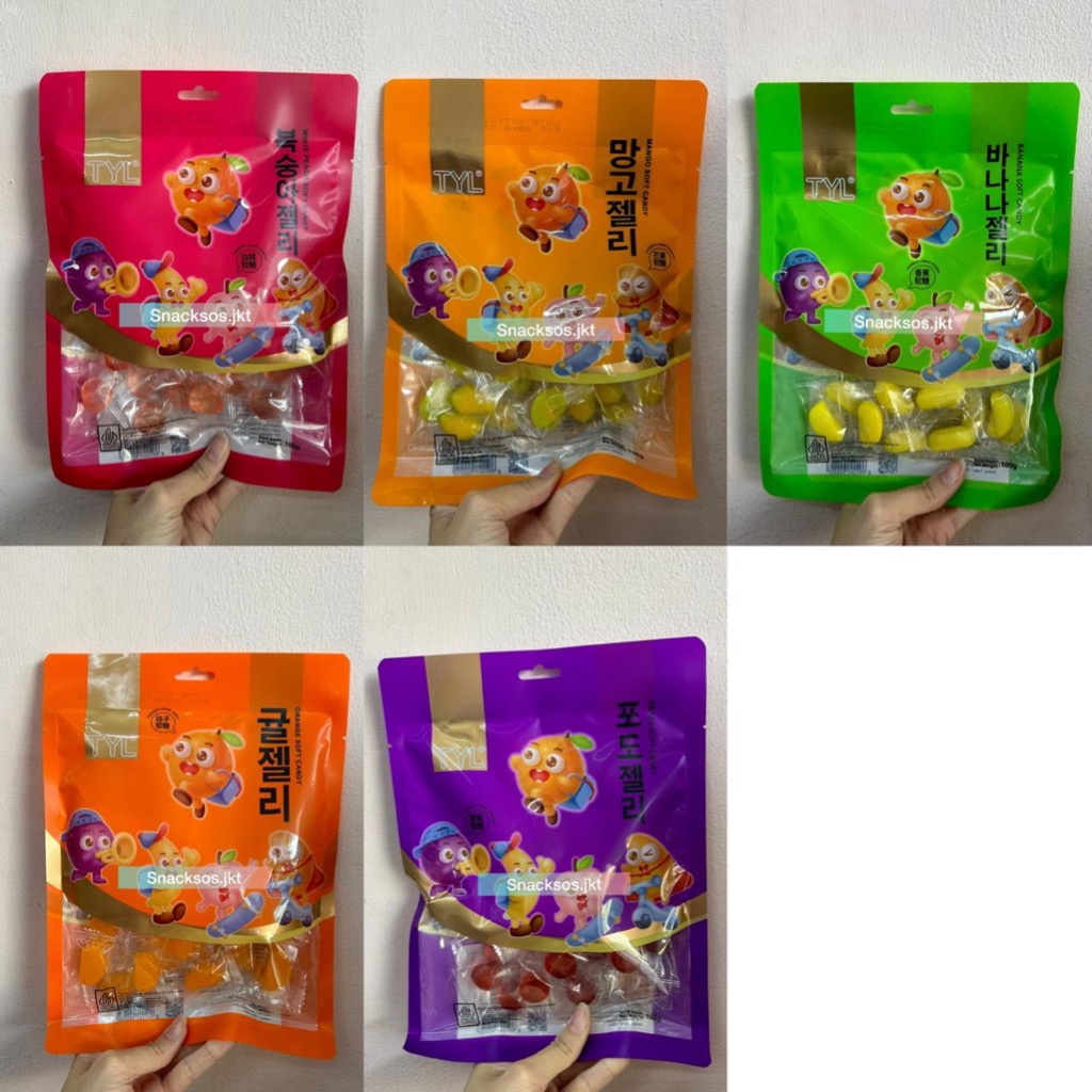 

[100GR] TYL BAOPI GUMMY ORANGE / GRAPE / MANGO / PEACH / BANANA SOFT CANDY