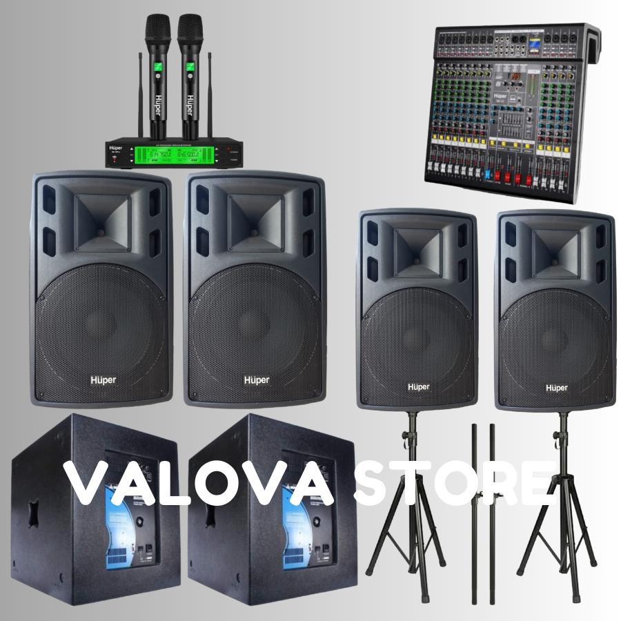 Paket 7 soundsystem Huper 15HA400 + Sub SRP118SE + Huper QX 12