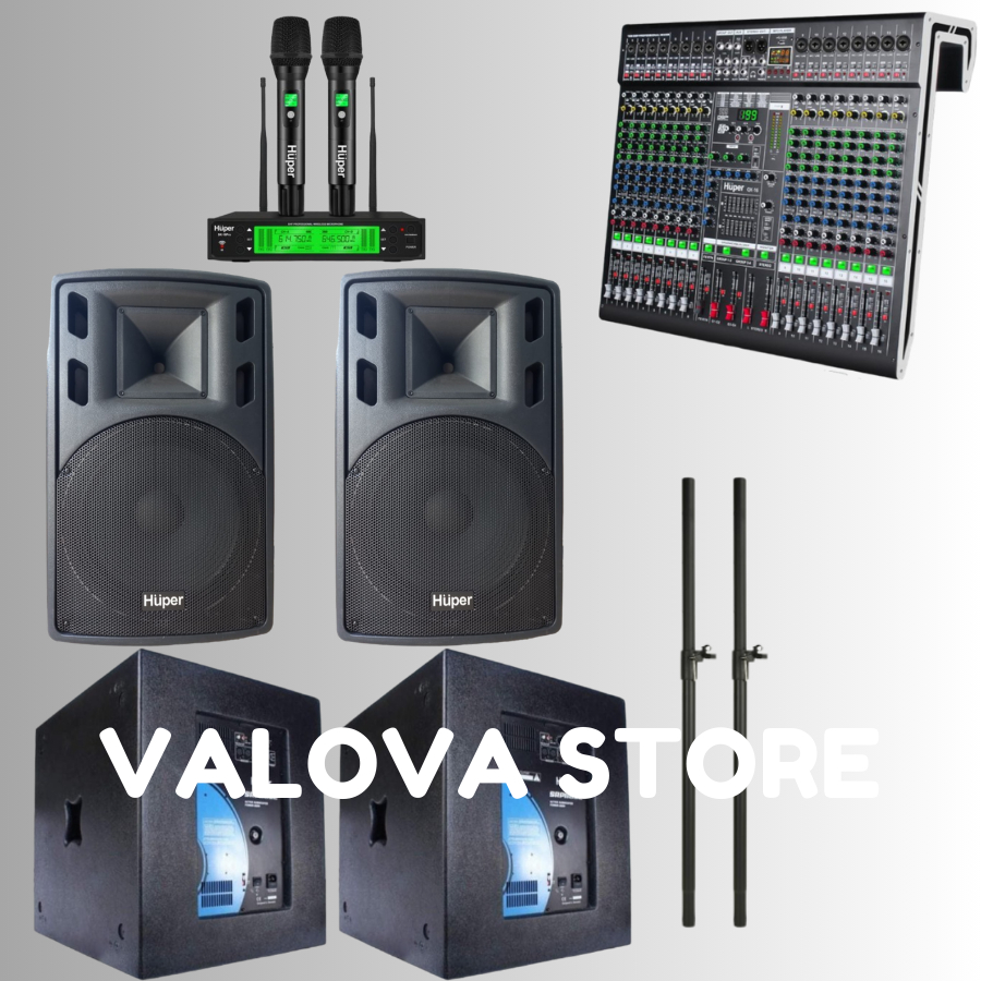 Paket 10 soundsystem Huper 15HA400 + Sub SRP118SE + Huper QX 16