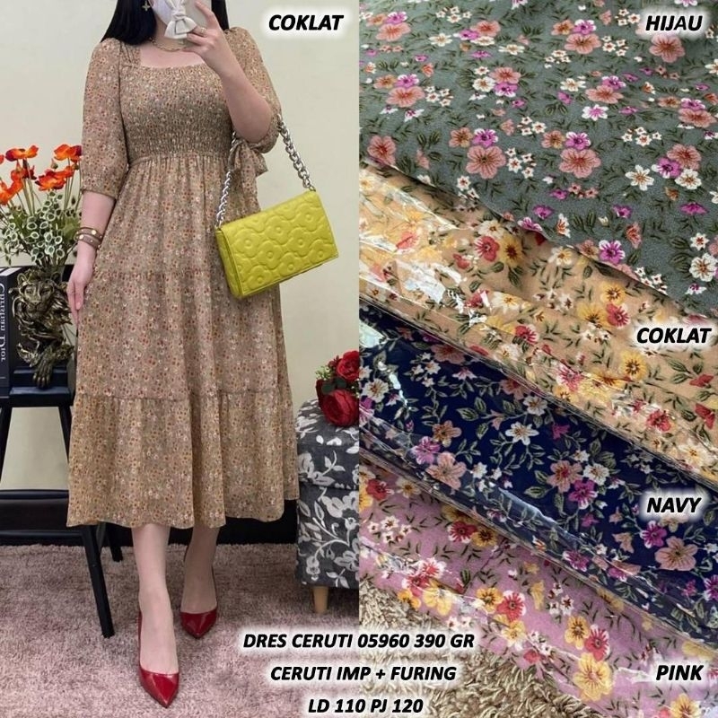 WAJIB TANYA STOCK DULU dress FASHION motif dres bunga dress fashion korea IMPORT dress Ceruti dress 
