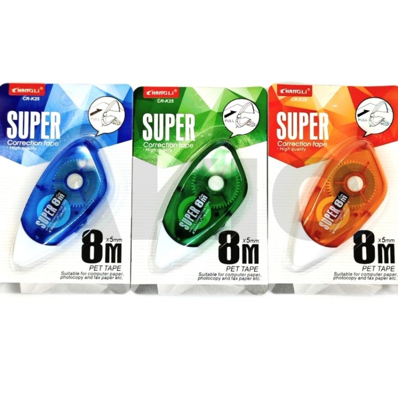 

Tip ex Kertas Roll SUPER CHANGLI CR-K25 8 M Correction Tape Aesthetic Murah