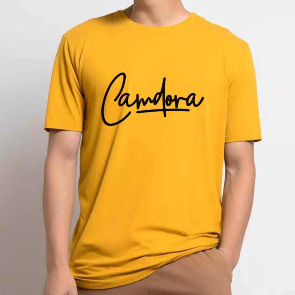 Baju Kaos Kuning Mustard Lengan Pendek Camdora Pria Wanita