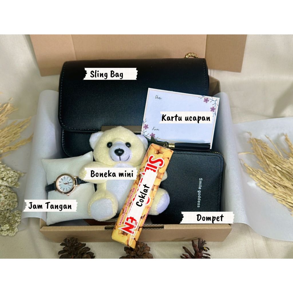 Hampers Tas Sling Bag Kado Ulang Tahun, Anniversary, Wisuda, Lebaran, Hari Ibu, Hari Guru