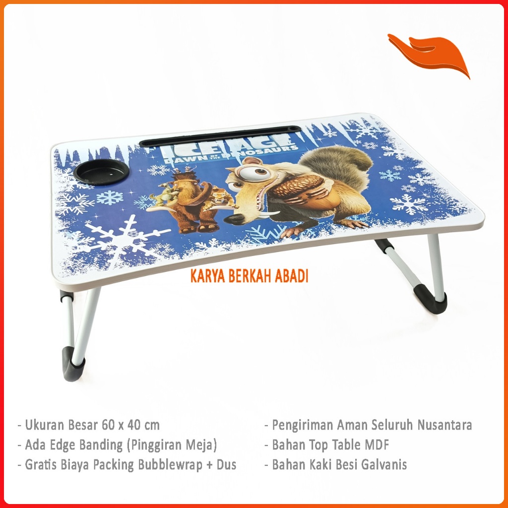 KARYA BERKAH meja belajar anak ice age meja laptop portable ukuran besar 60x40cm