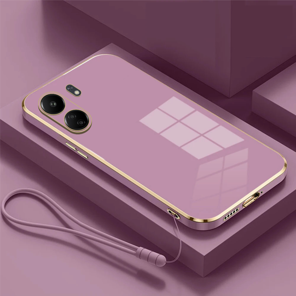 Case Redmi 13C 13 NFC Casing Elektro Plating Free Tali Strap