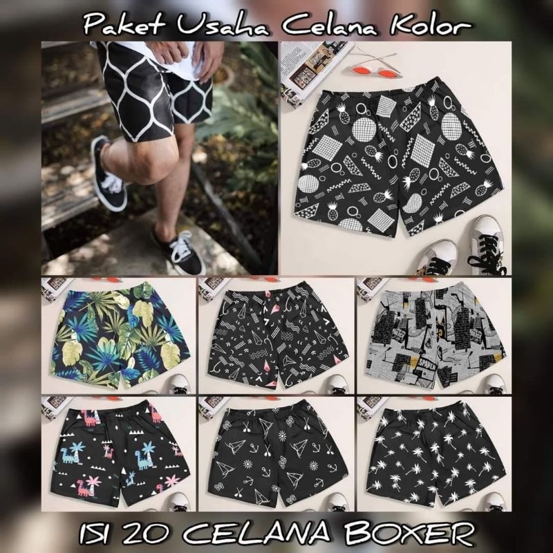 Paket Usaha Dapat 20 Pcs Celana Pendek Pria Wanita Celana Boxer Dewasa