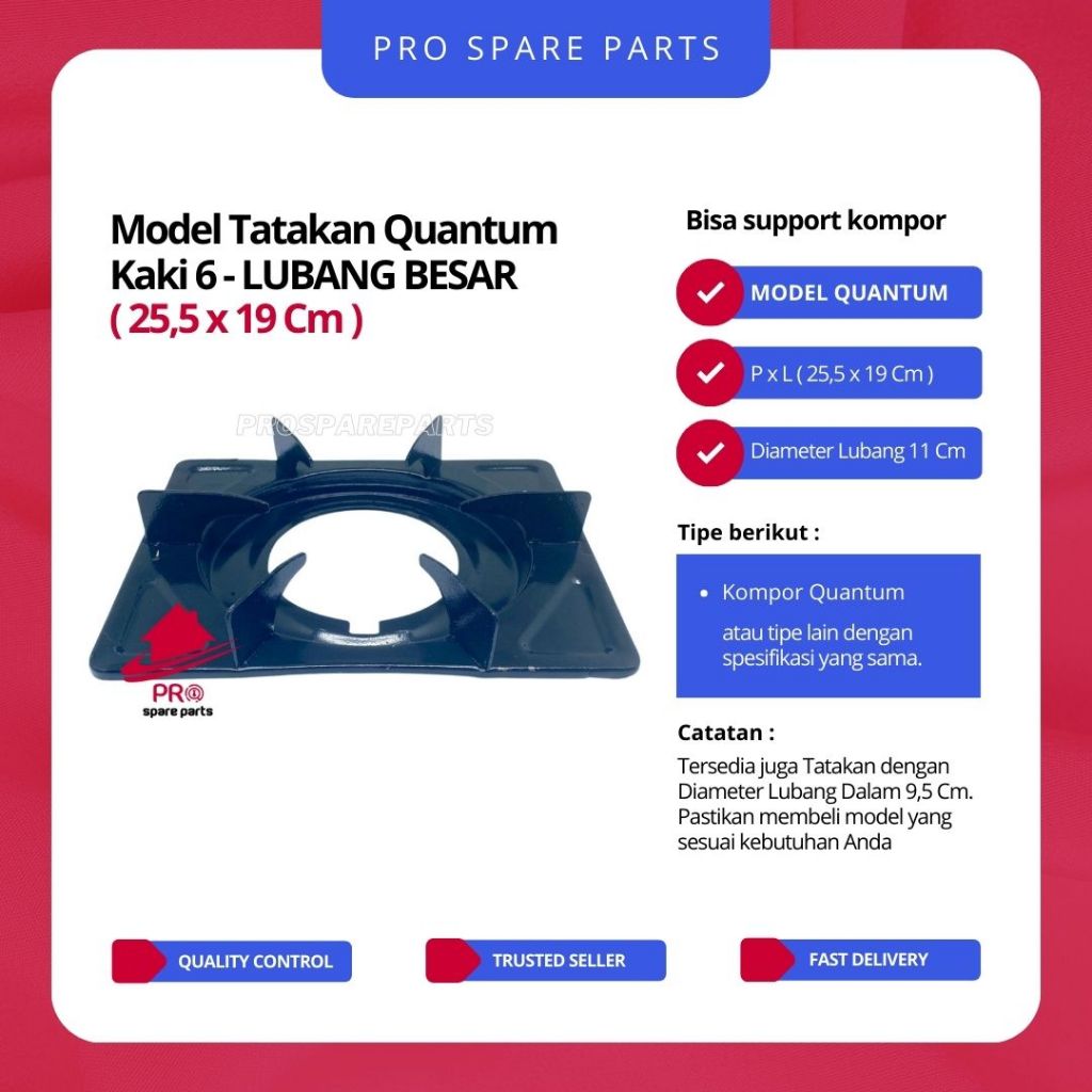 Tatakan Quantum Kaki 6 LUBANG BESAR - Tangkringan Kompor Gas Quantum Kotak Kaki 6