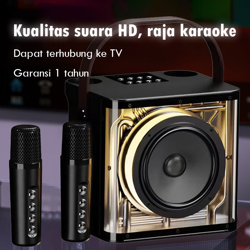 JXK7 Speaker Bluetooth Karaoke Set Lengkap Speaker Bluetooth 2 Mic Wireless /Built-In