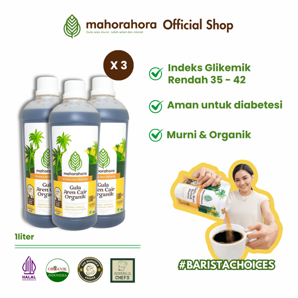 

Mahorahora Paket Hemat Gula Aren Cair Organik 1 Liter, Premium dan Halal - 3 pcs