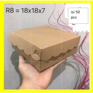 

(IK-20) R8 dan R6 OKEY KARDUS BOX MAKANAN 18X18 dan 16X16 KRAFT COKLAT ISI 50 LEMBAR