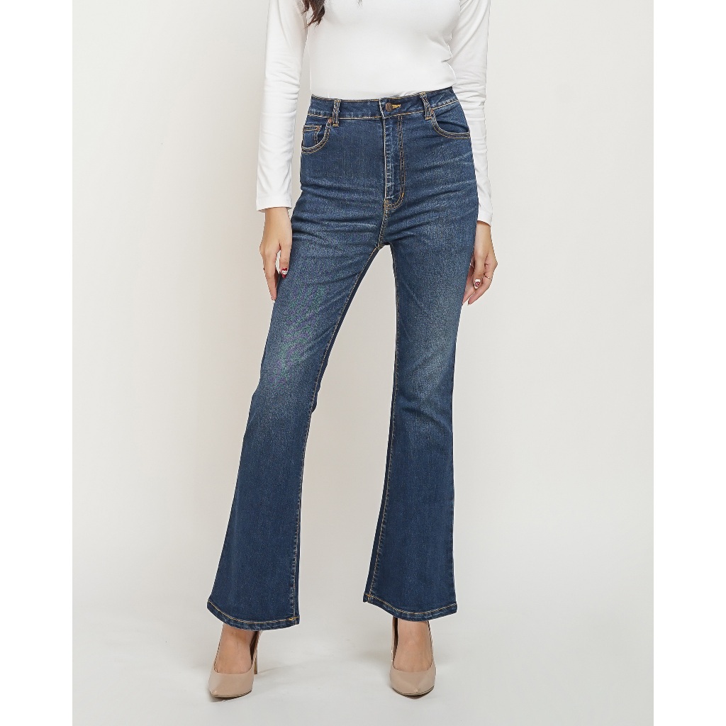 DUST Celana Vintage Cutbray Jeans Adisti Navy Comfease (D. 3816)