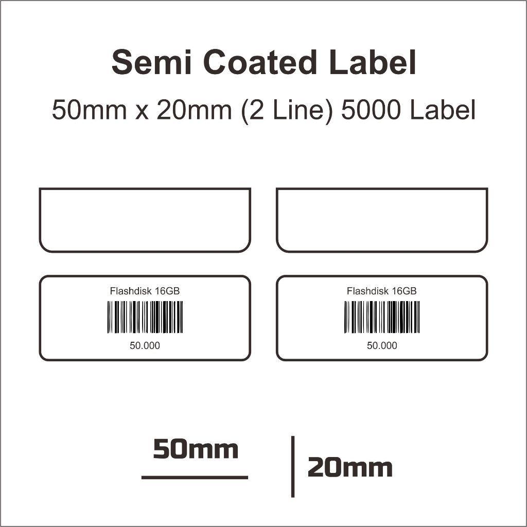 

Blueprint Barcode Semicoated Thermal 50x20 500 PCS 2 Line Kertas Label Stiker