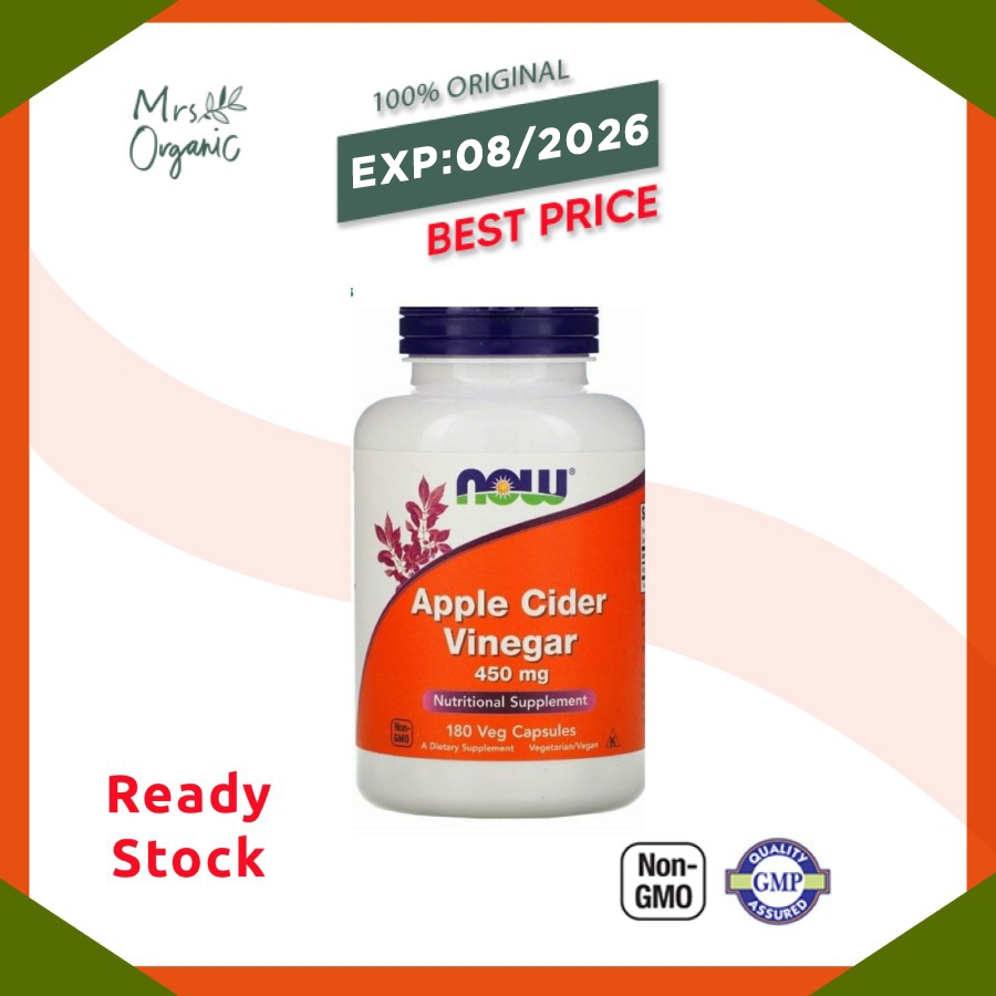 

NOW Apple Cider Vinegar 450 mg 180 Capsules - pencernaan maag gerd