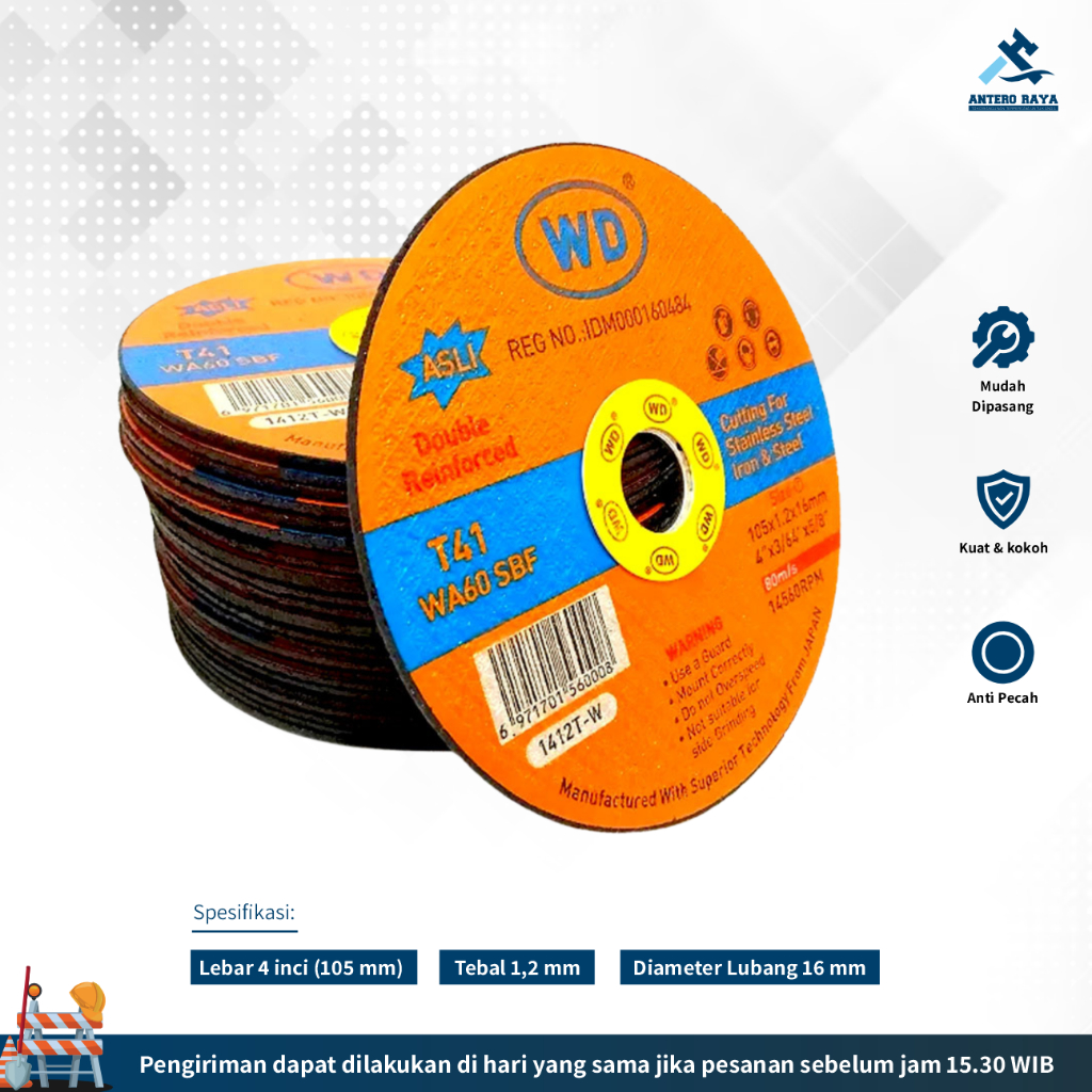Resibon Pemotong Besi Wd Isi 20Pcs 1 Dus Mata Gerinda 4Inch Original