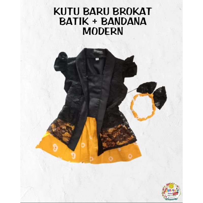 JBS - Kebaya Anak Kutu Baru Brokat batik + Bandana Modern