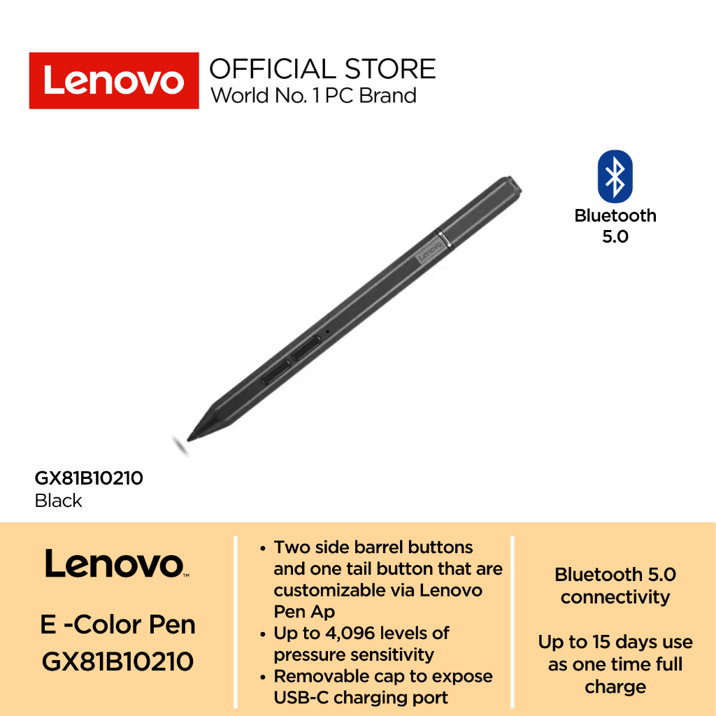 Lenovo E-Color Pen GX81B10210 Bluetooth 5.0 Stylus 4096 levels for Lenovo Laptop Yoga Duet 7i, Yoga 