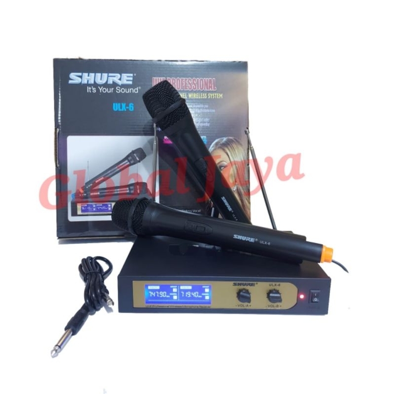 mic wireless murah 5hure ULX6 2pcs mic handle/ mic tanpa kabel murah / mic ulx 6 / mic profeisonal /