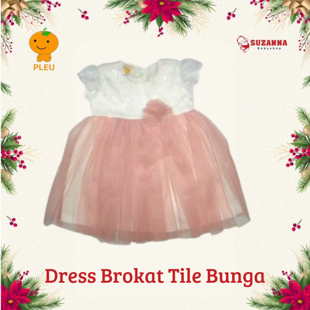 Pleu Dress Brokat Tile Bunga - Dress Anak