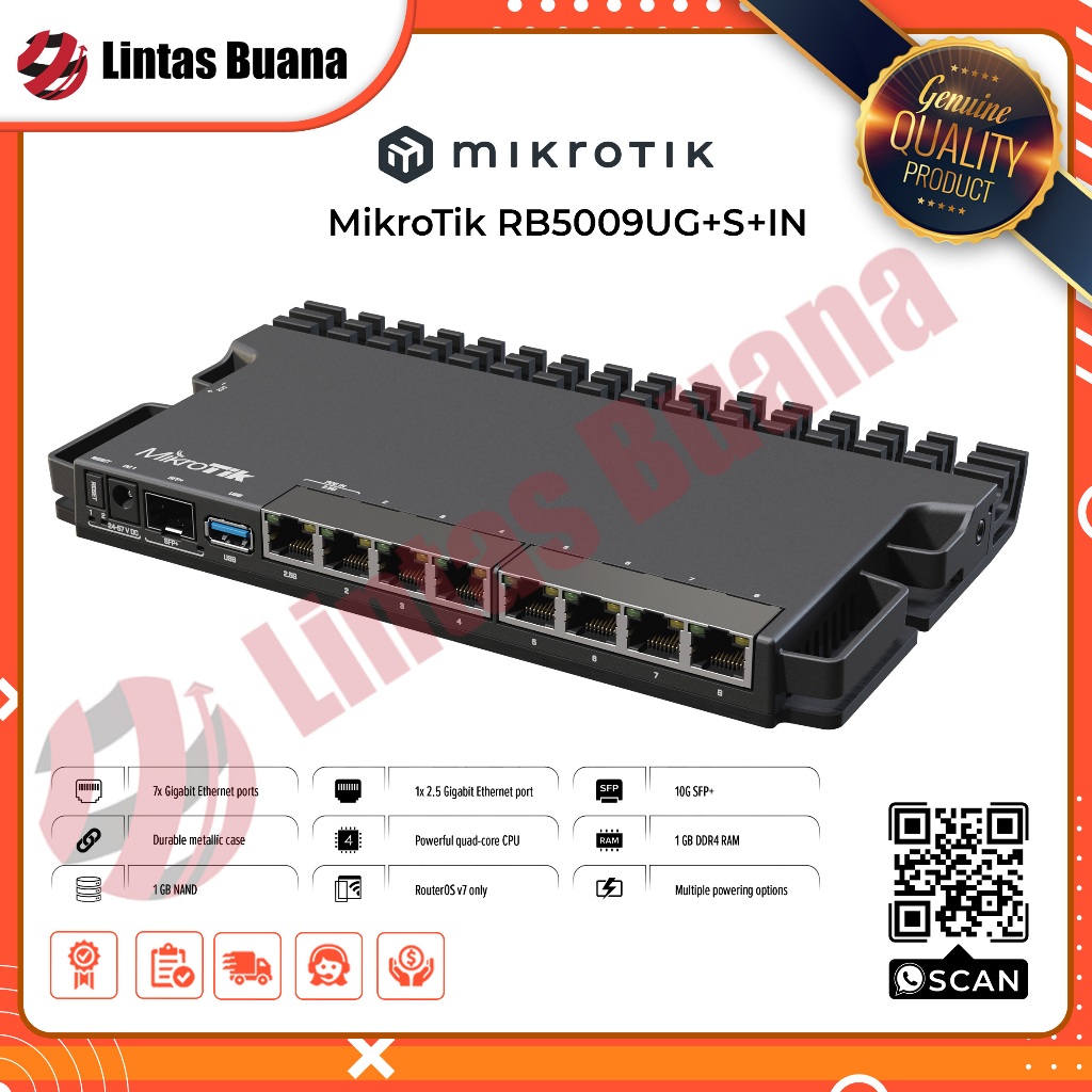 MikroTik RB5009UG+S+IN | RB 5009 UG+S+IN | router with USB 3.0, 1G and 2.5G Ethernet and a 10G SFP+