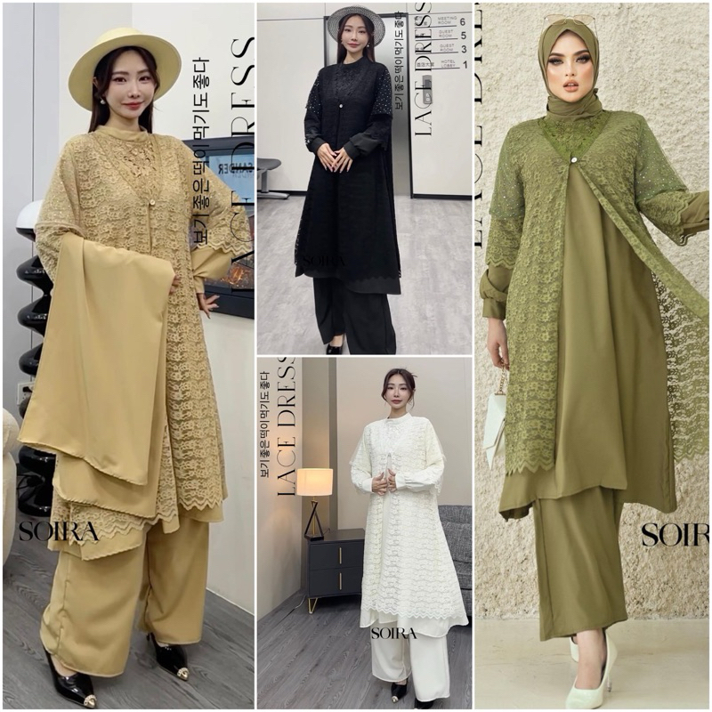 TATAOS BANGKOK BY SOIRA NADA ONE SET SETELAN TUNIK & KULOT CELANA HIGHWAIST FREE PASHMINA TAG LABEL 