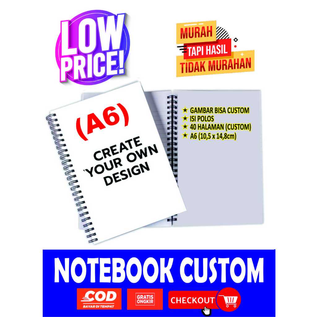 

CETAK BUKU SPIRAL CUSTOM POLOS A6 10,5 x 14,8 cm Note Notes Notebook Murah