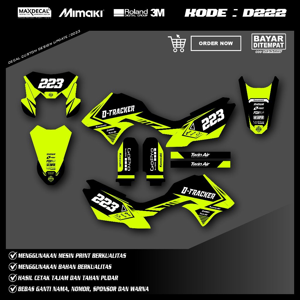 Decal Sticker KlX BF Full  Stabilo (D-Tracker, KLX BF 150, KLX S) Hologram