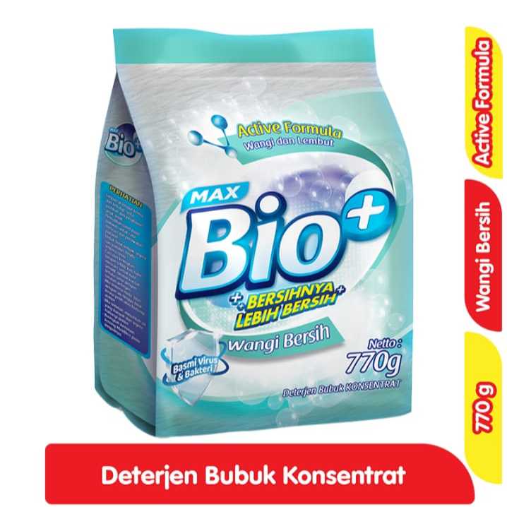 Max Bio+ Plus Detergent Powder Bubuk Wangi Bersih 750GR