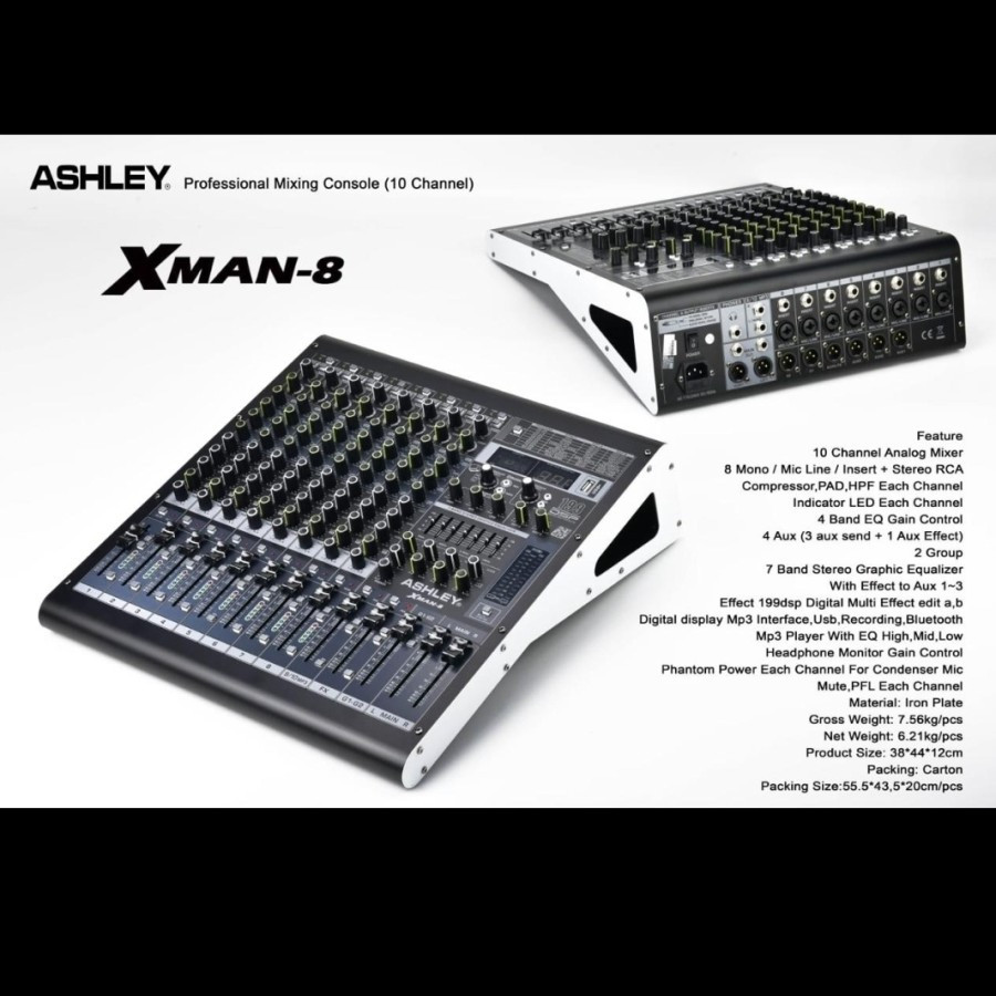 MIXER ASHLEY XMAN-8 MIXER ASHLEY XMAN8 WITH SOUNDCARD ORIGINAL ASHLEY NEW VERSION