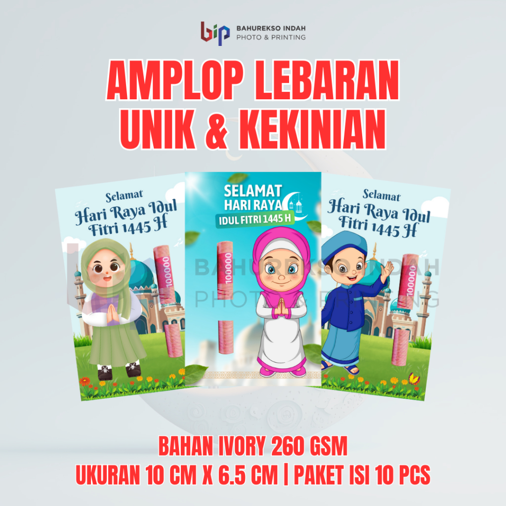 

BIP Amplop Lebaran Kekinian tema Muslim Muslimah Isi 10 Pcs