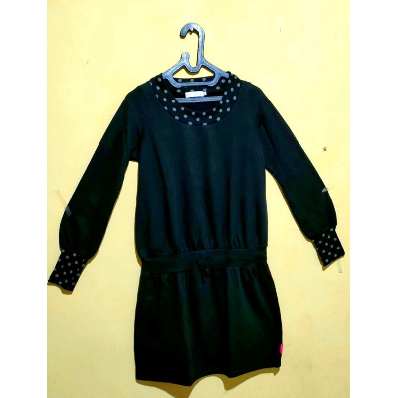Earth Music & Ecology | Mididress Polkadot Black/Tunik Hitam Polkadot/mididress hitam