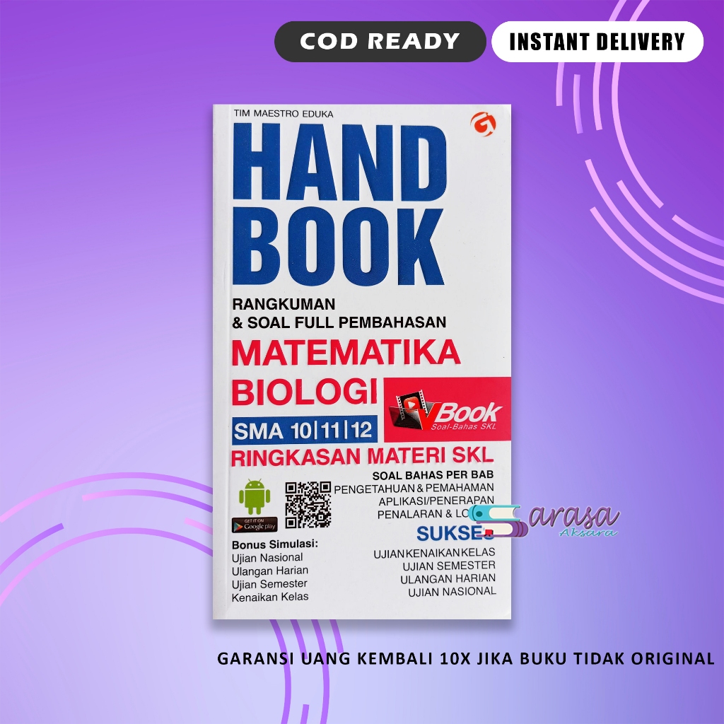 BUKU RUMUS PELAJARAN SMA HANDBOOK RANGKUMAN & SOAL PEMBAHASAN MATEMATIKA-BIOLOGI SMA KELAS 10 11 12