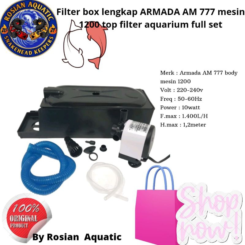 Filter box lengkap ARMADA AM 777 mesin 1200 top filter aquarium full set